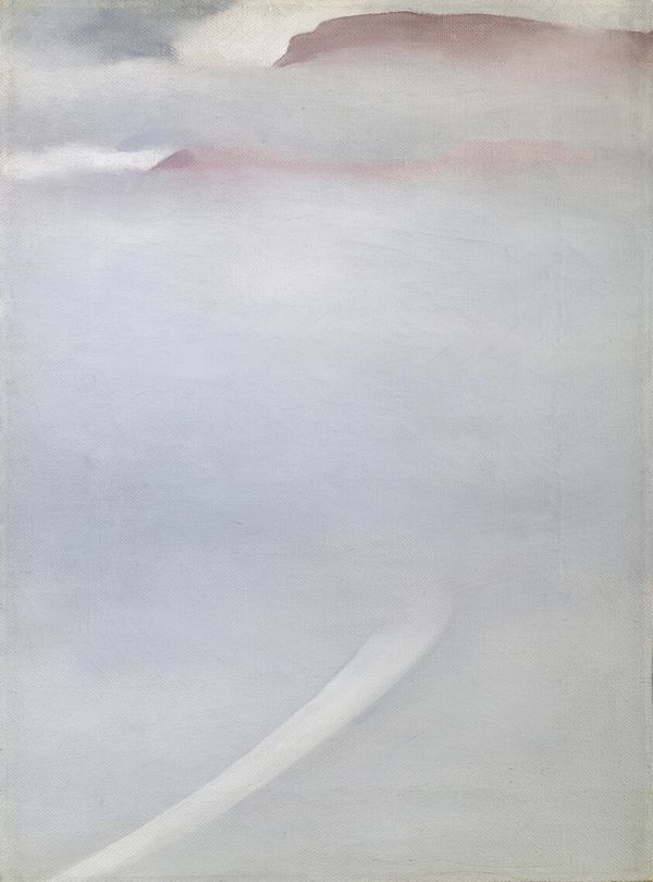 Georgia O'Keeffe, "Road - Mesa with Mist" (1961)